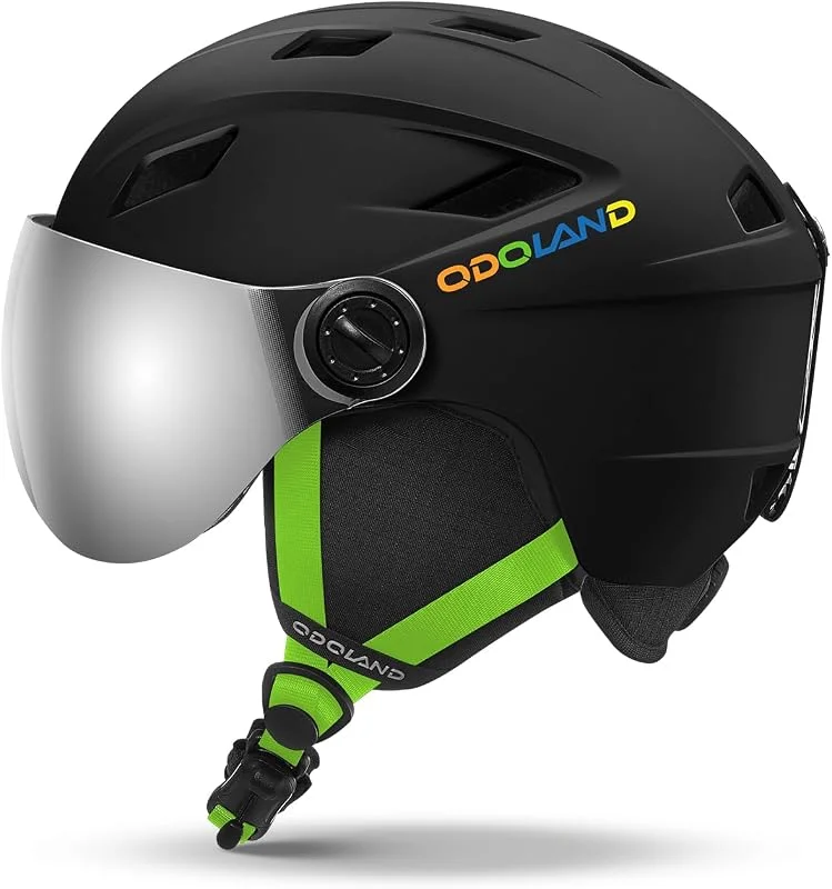Odoland Casque de Ski avec Visière pour Enfants Graçons et Filles, Casque de Snowboard Réglable avec Boucle Magnétique pour Enfants de 3 à 12 Ans, pour Ski, Snowboard — Equipement ski