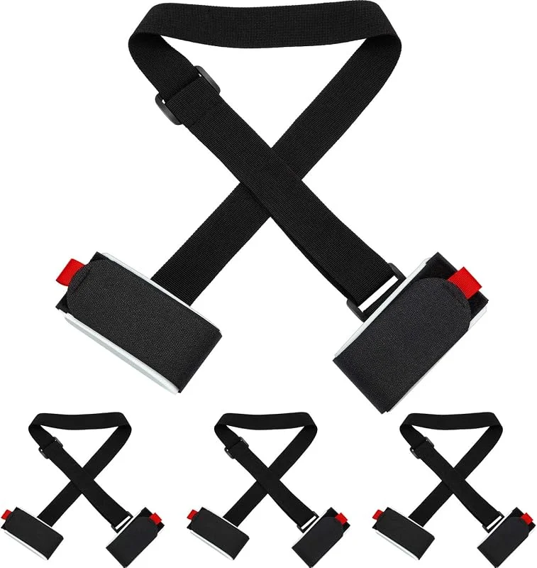 4 Paquets Sangles de Ski Épaisses et Robustes Sangle Porte-Ski Noir Porte-Épaules Ajustable Ski Bandoulière de Ski avec Boucle de Sangle de Bande de Fixation Coussinée pour Adultes Enfants — Equipement ski