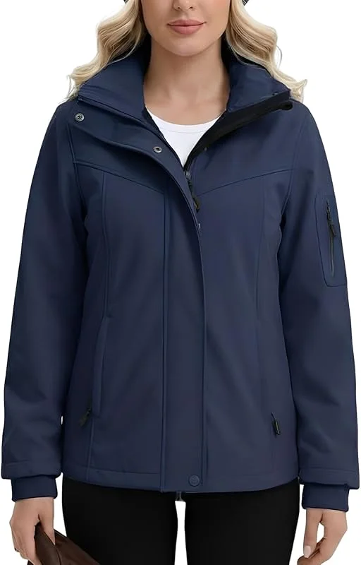 Vestes imperméables femmes Imperméable à capuche Veste softshell Manteau fonctionnel décontracté pour l'extérieur — Vetements ski