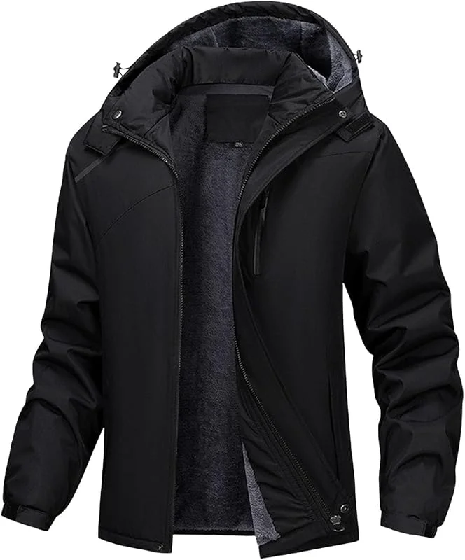 DGKaxiyaHM Parka à capuche doublée en polaire pour homme - Veste de ski imperméable et coupe-vent - Veste de snowboard et de randonnée — Vetements ski