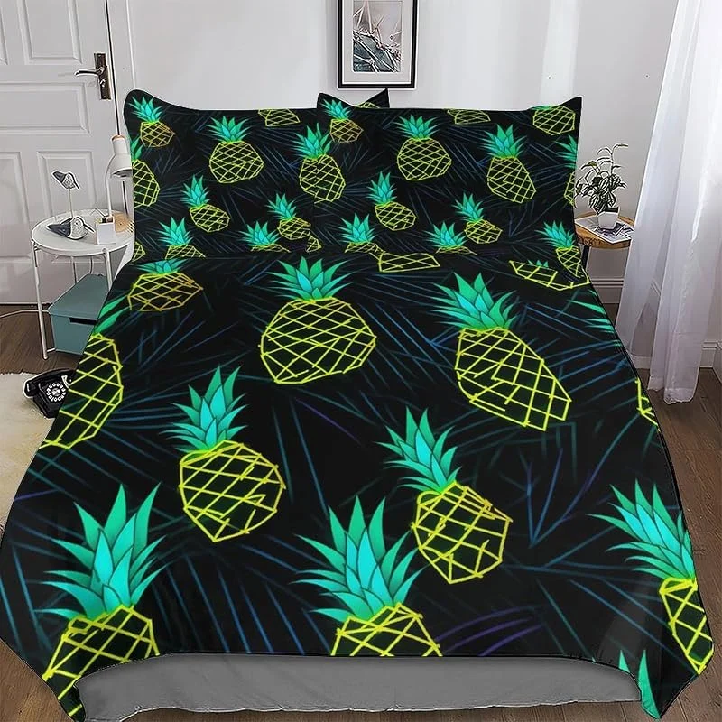 Ananas fruité Housse De Couette Literie 3 Pièces Housse De Couette Et Taie d'oreiller Douce Microfibre Adultes EnfFourmis Parures De Lit Double (200x200cm) — Equipement ski