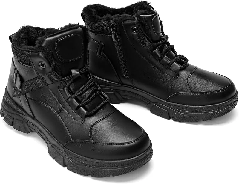 GLAMORA Bottes d'hiver imperméables pour femme avec doublure en fourrure chaude, semelle antidérapante et fermeture éclair latérale, design urbain confortable et résistant, idéal pour le travail, la — Equipement ski