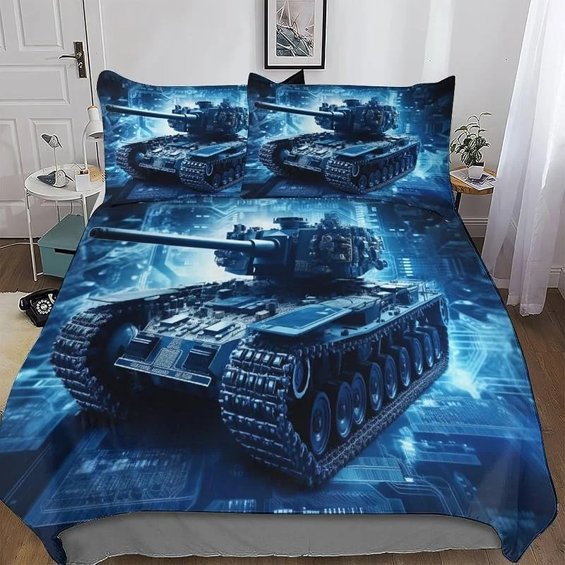 Char d'assaut Parure De Lit 3 Pièces Housse De Couette avec Taies D'oreillers pour Enfants Adultes Microfibre Douce Housse Couette Double (200x200cm) — Equipement ski