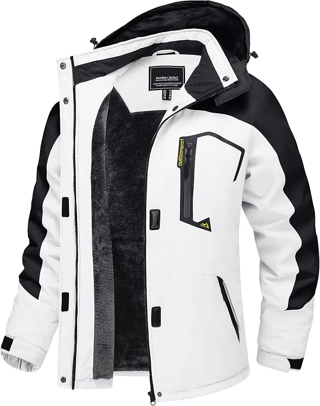 TACVASEN Veste Imperméable Femme Veste en Fleece pour Ski d'Hiver et Randonnée Extérieure avec Capuchon Détachable — Vetements ski