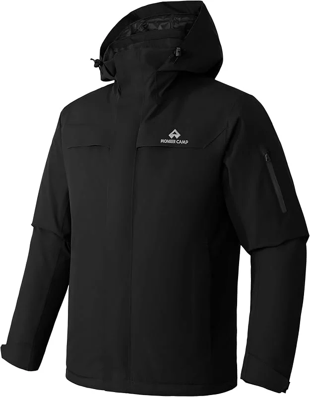 Pioneer Camp Veste de ski imperméable et à capuche pour homme, manteau d'hiver chaud et coupe-vent à capuche pour planche à neige — Vetements ski