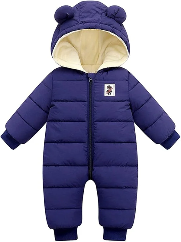 Bébé Combinaisons Doudoune À Capuche Une Pièce Barboteuses À Capuche Avec Gants Et Chaussons Ensemble De Vêtements 6-9 Mois Combinaison De Neige 3-6 Mois Combinaison Bébé — Vetements ski