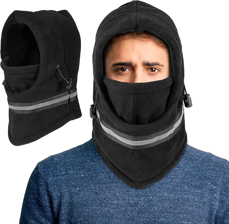 Cagoule d'hiver en Polaire Chaud Homme Femme, Masque de Ski Multifonction Réfléchissant Coupe-vent Thermique, Chapeau en Polaire avec Cache-Cou pour Sports de Plein Air Cyclisme Randonnée Course — Vetements ski