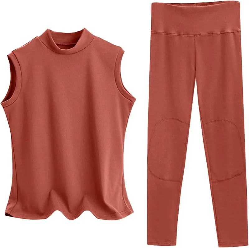 Ensemble de sous-vêtements thermiques pour femme - Maillot de corps thermique en polaire - Sans manches - Haut chaud - Sous-vêtements thermiques - Couche de base - Haut sans manches + pantalon de — Vetements ski