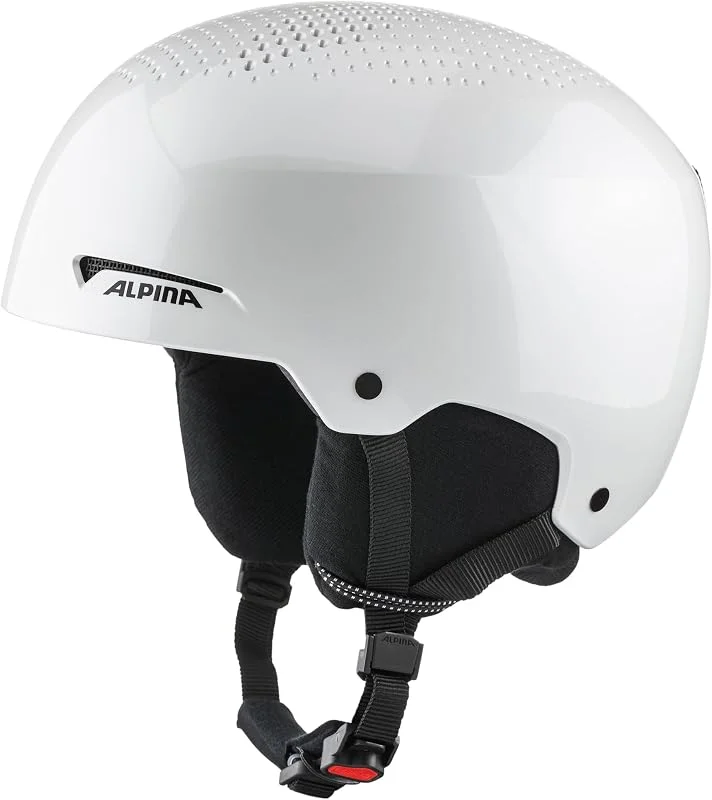 Alpina Arber - Casque de Ski léger et de Haute qualité pour Adultes, avec Coussinets d’Oreilles Amovibles, Absorption optimale des Chocs, White-Metallic Gloss, S (51-55) — Equipement ski