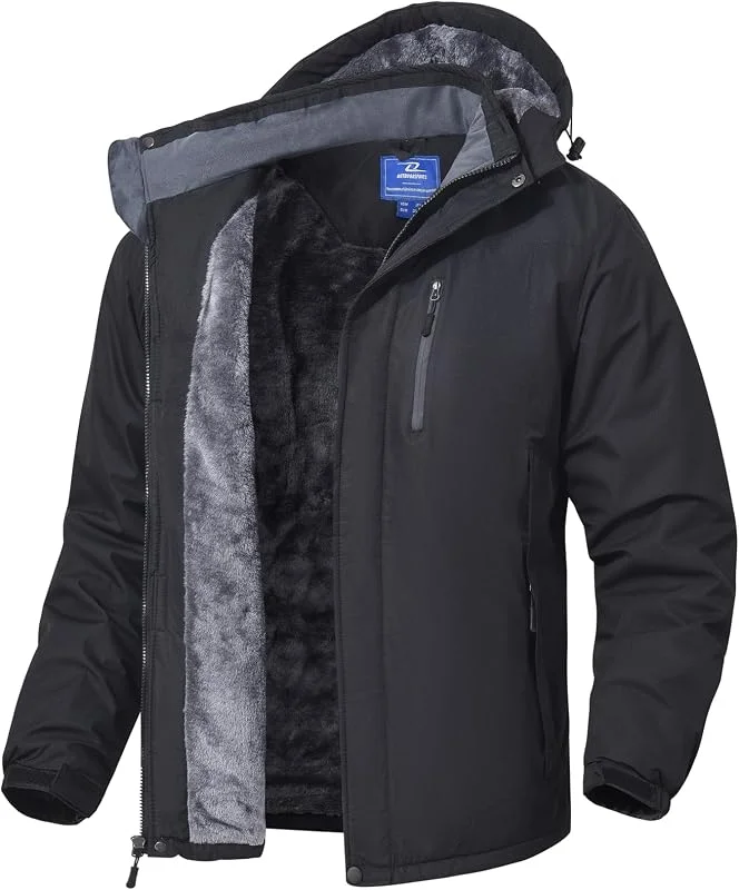 SPOSULEI Veste de ski imperméable coupe-vent chaude à capuche pour homme — Vetements ski