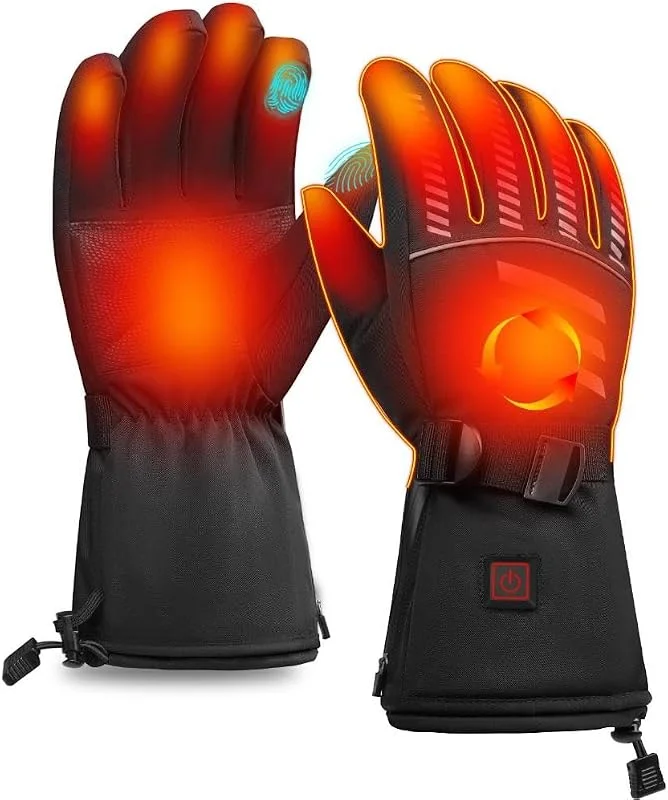 Gants Chauffants Rechargeables pour Homme et Femme, Gants de Ski Chauffants Électriques avec Batterie 3000mAh, 3 Niveaux de Chauffage, Imperméables, Tactiles pour Moto, Randonnée, Chasse — Vetements ski