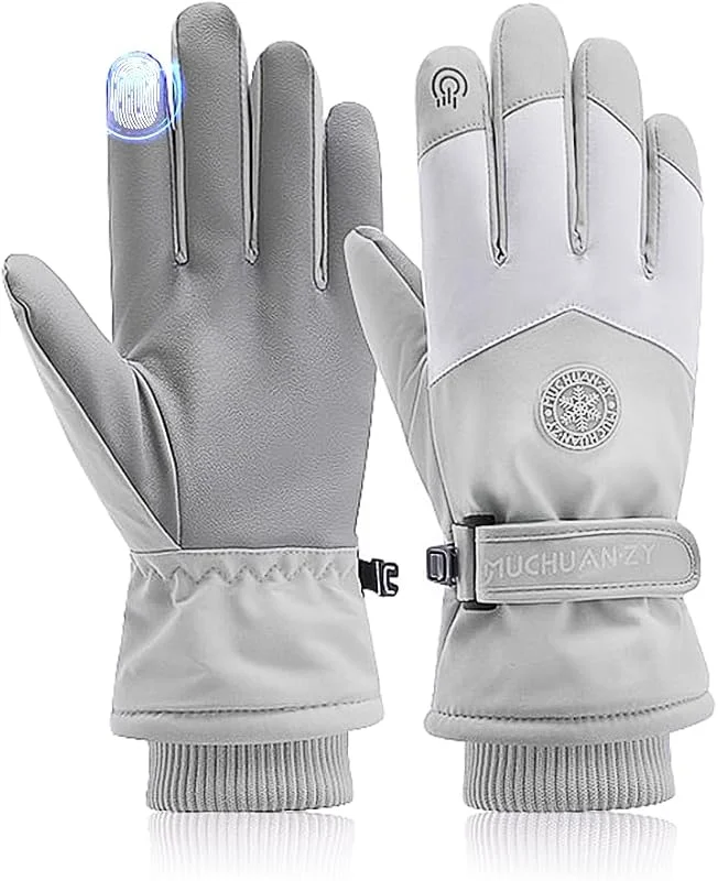 Gants de ski imperméables pour femme - Gants d'hiver chauds pour écran tactile - Gants thermiques coupe-vent - Sport pour snowboard, ski, extérieur, course, randonnée — Vetements ski