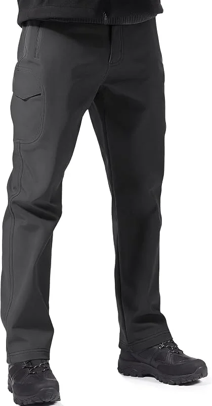 FREE SOLDIER Pantalon cargo pour homme avec doublure en polaire softshell pour la neige, le ski, la randonnée, avec ceinture (noir, 42 W, 30 L) — Vetements ski