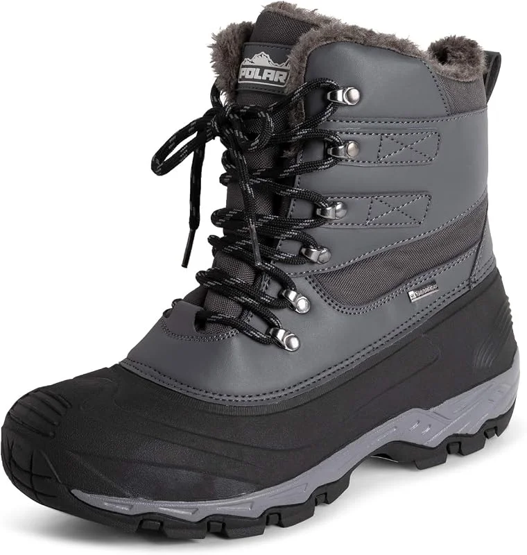 Polar Hommes Imperméable Semelle Bande De Roulement Profonde Fausse Fourrure Doublée l'hiver Bottes De Neige — Equipement ski