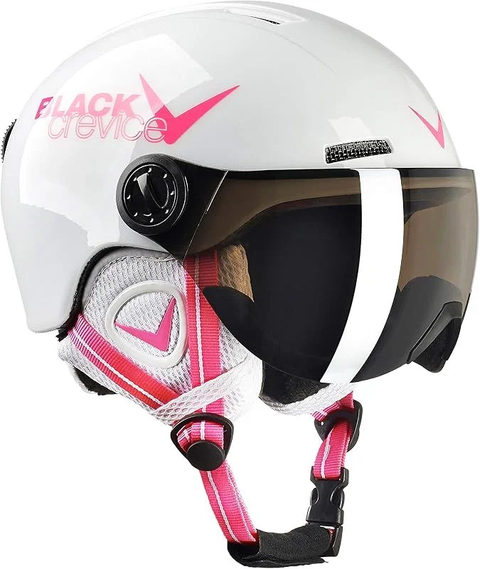 BLACK CREVICE Kids Ski Helmet Leogang I Casque de Ski avec visière Style Pilote différentes Couleurs I Casque de Snowboard pour garçons & Filles I Casque de Ski Respirant I Taille réglable — Equipement ski