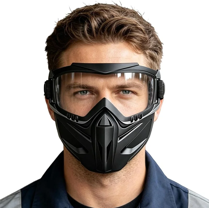 Masque Facial Anti-Buée Moto Avec Lunettes Amovibles Et Écran De Protection — Equipement ski