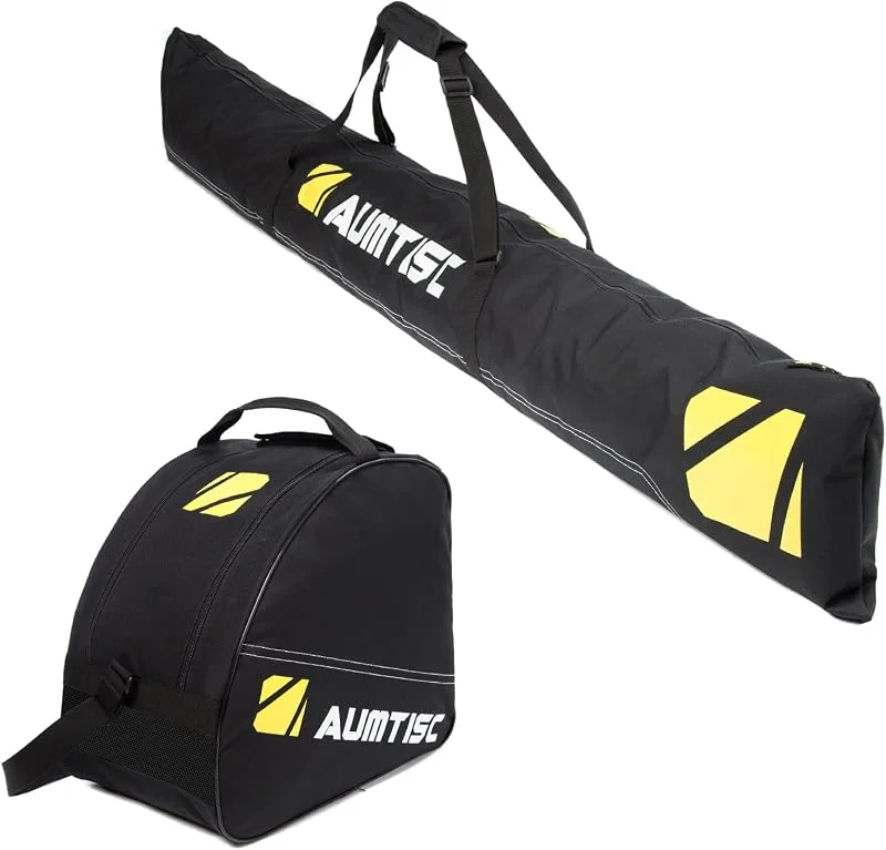 AUMTISC Housse Ski Rembourrée, Sac Ski - Sac de Ski et Chaussures avec Longueur Réglable jusqu'à 200 cm - Parfait pour Skis, Bottes et Casques — Equipement ski