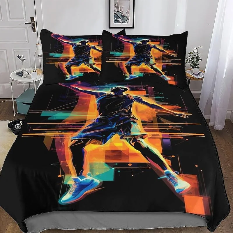 Basket-Ball 3 Pièces Parure De Lit Adulte Enfants Housse De Couette avec Taies D'oreillers Housse De Couette Microfibre Douce avec Fermeture Éclair Double (200x200cm) — Equipement ski