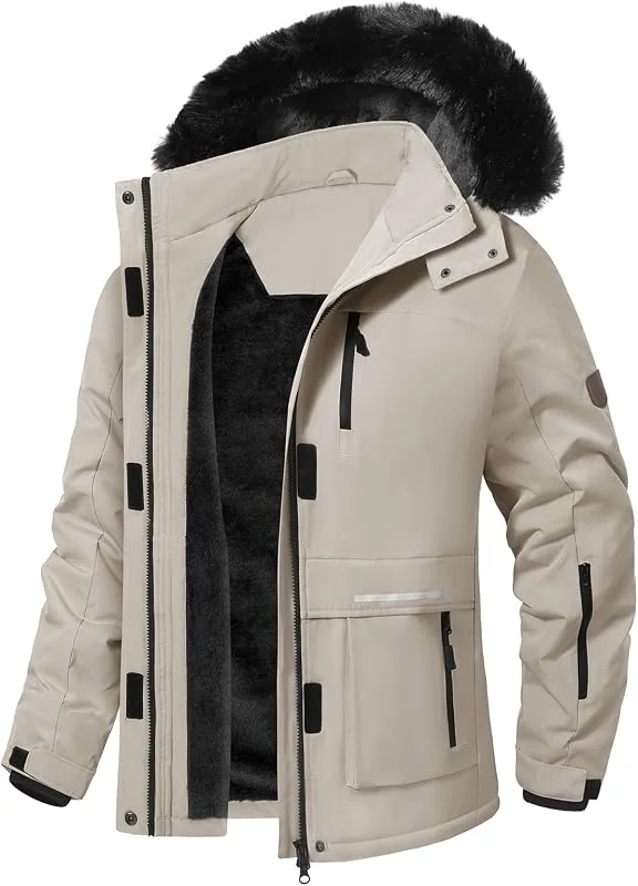 CMTOP Veste Ski Imperméable Femme Manteau Chaude D'hiver Montagne Veste Polaire Coupe-vent L'extérieur Blouson Randonnée avec Capuche Amovible — Vetements ski