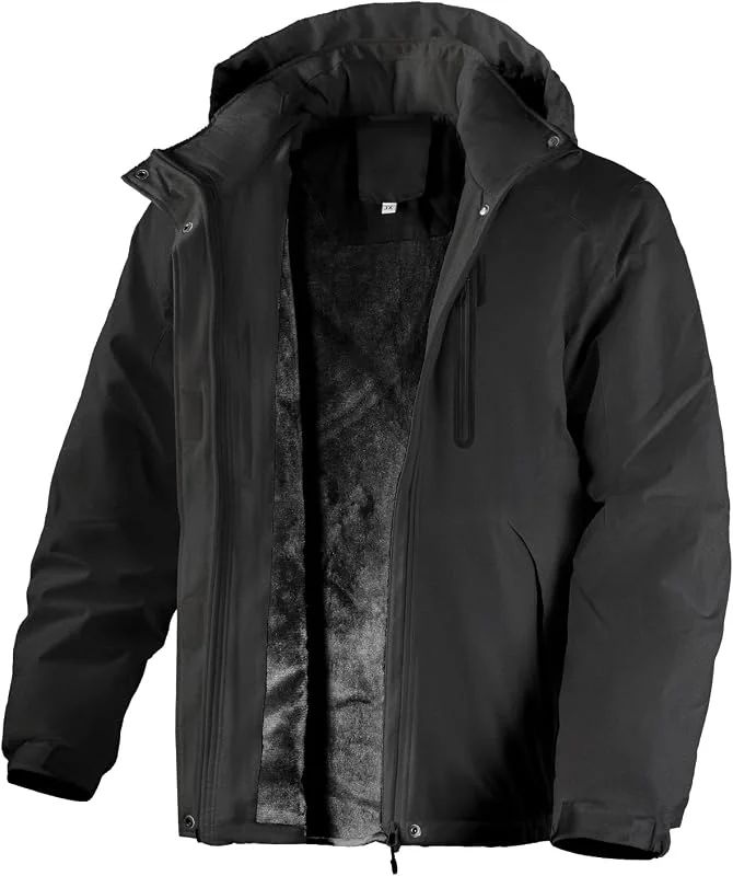 Veste d'hiver pour homme Doublure polaire chaude Veste de ski imperméable coupe-vent respirante avec doublure en polaire amovible Veste softshell épaisse — Vetements ski