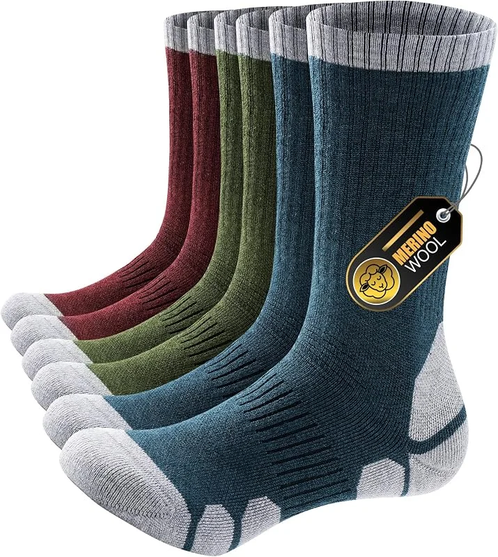 PULIOU Lot de 3 paires de chaussettes thermiques d'hiver super douces en laine mérinos pour homme et femme, idéales pour le ski, la neige et un cadeau élégant — Vetements ski