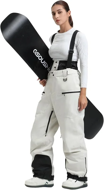 GSOU SNOW Pantalons de Snow Baggy pour Femmes Imperméables avec Bretelles — Vetements ski