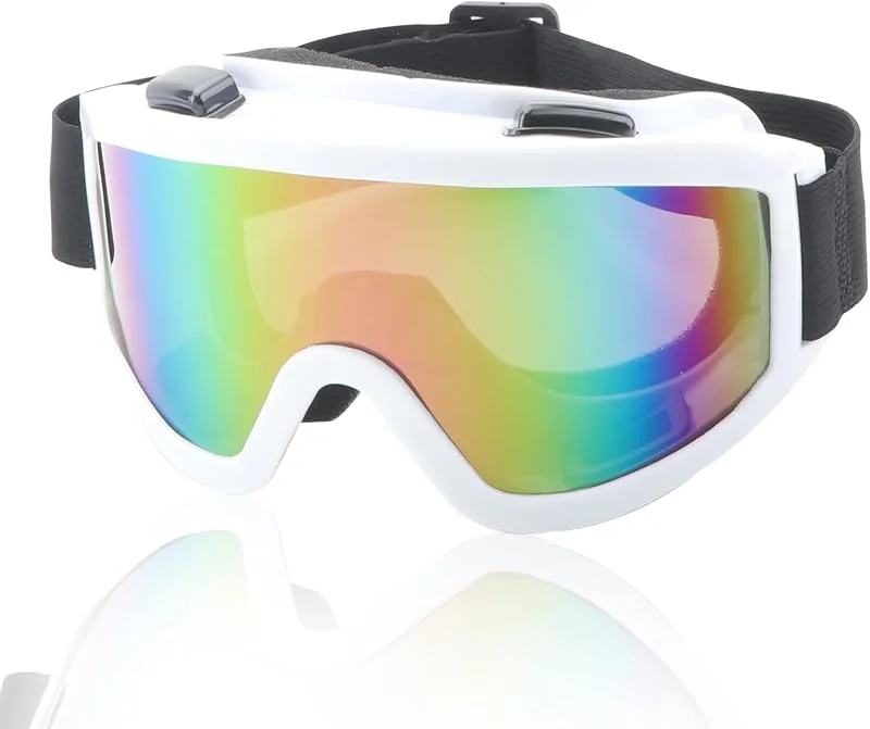 Anti-Buée Lunette de Ski, Anti-UV Lunette Ski, Lunettes de Ski pour Porteurs de Verres, Réglable Lunettes Ski pour Homme Femme pour Le Snowboard, L'Alpinisme, La Motoneige, La Randonnée(Blanc) — Equipement ski