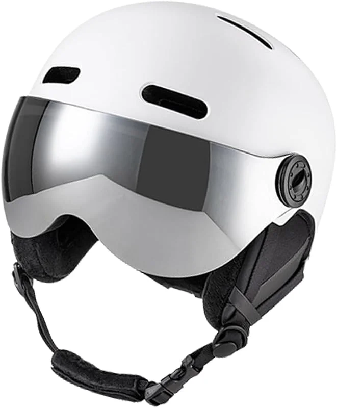 Jectse Casque de Neige avec Lunettes et Coussinets d'oreille, Casque de Sports d'hiver, Visière Amovible pour Le Ski et Le Snowboard, Ventilation Optimale et Protection Contre Les Chocs, Matériau — Equipement ski