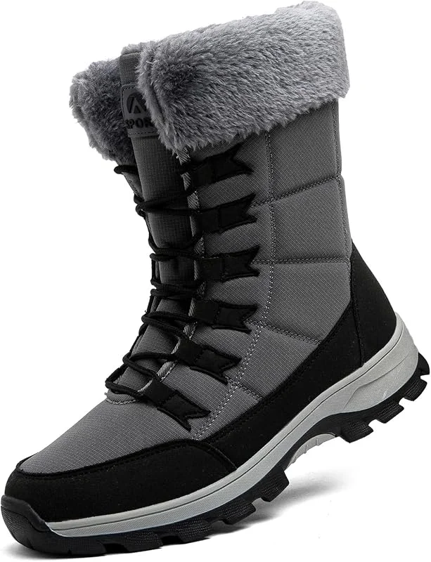 Bottes de Neige Homme Doublure Fourrure Chaude Bottines Imperméable Antidérapante Chaussures d’Hiver — Equipement ski