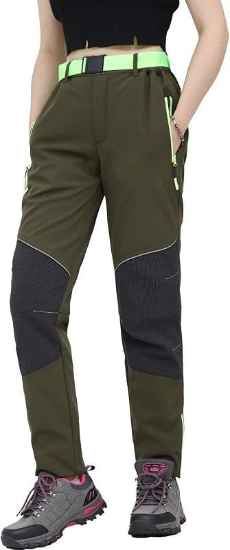 WORK IDEA Pantalon de randonnée exigeant pour Femme, matériau imperméable, Coupe élastique, Chaleur hivernale, Fermetures éclair contrastées — Vetements ski