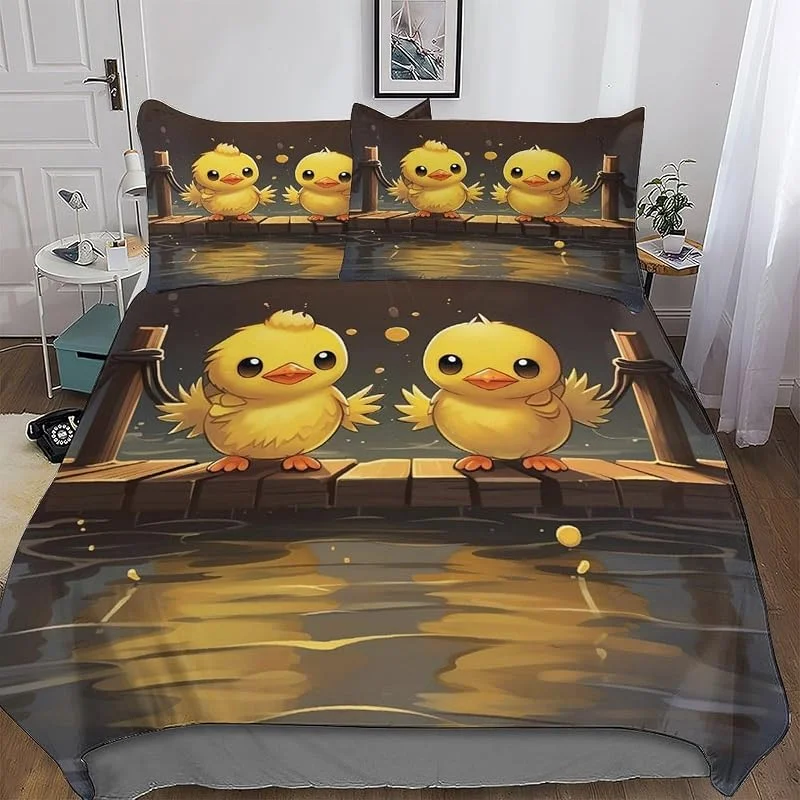 Animal Canard Housse De Couette 3 Pièces Microfibre Parure De Lit en, pour Adultes Enfant, Housse Couette Et Taies d'oreiller Double (200x200cm) — Equipement ski