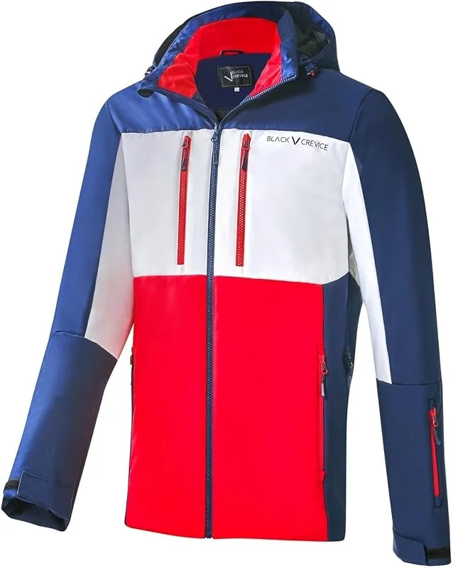 Black Crevice Veste de ski homme I Veste d'hiver homme haute qualité 100% polyester I Veste de ski homme à la mode I Veste outdoor homme coupe-vent et imperméable I Veste de ski respirante — Vetements ski