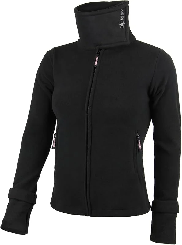 ALPIDEX Veste Polaire Femme Col Haut Zip Trous Pouces Hiver Chaude — Vetements ski