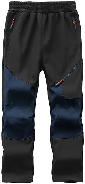 Pantalon Ski Enfant Polaire Chaud Softshell Doublé pour Randonnée avec Poche Zippée - Garçons Filles — Vetements ski