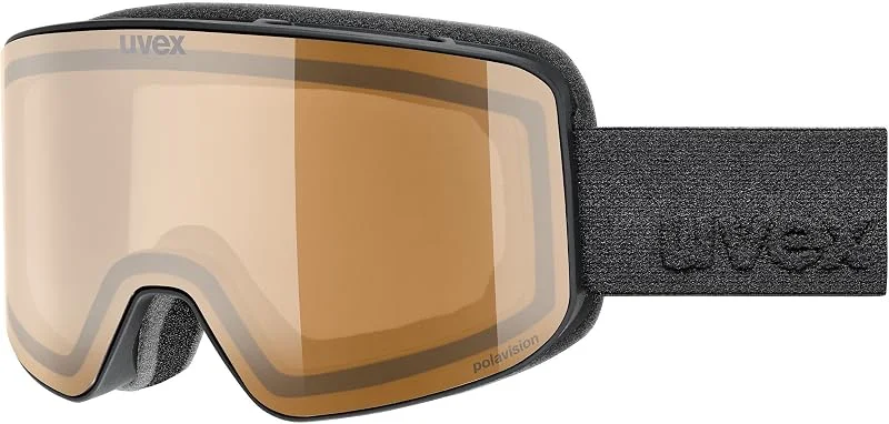 Uvex pyrit P - lunettes de ski pour adults - Catégorie de filtre 2 - champ de vision élargi et anti-buée - black matt dl, pola-clear - one size — Equipement ski