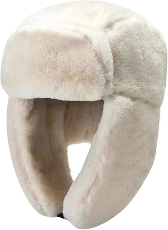 RRiody Chapeau de trappeur chaud pour femme - Chapeaux russes d'hiver avec cache-oreilles - Casquette bomber épaisse pour ski et chasse — Vetements ski