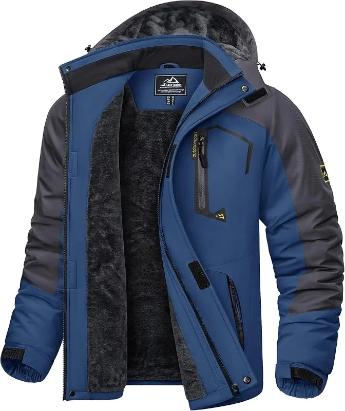 KEFITEVD Veste Hiver Homme Polaire Imperméable Isolante Ski Manteaux — Vetements ski