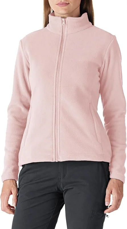 Outdoor Ventures Veste polaire pour femme avec fermeture éclair sur toute la longueur, col montant pour femme - Veste polaire légère - Électricité antistatique — Vetements ski