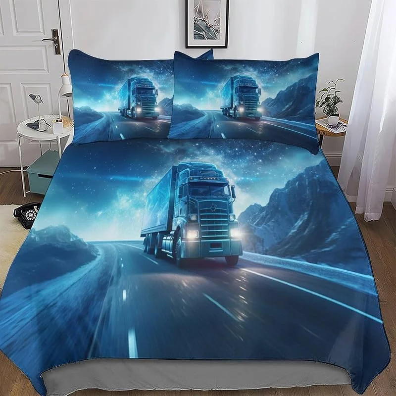 Motif de Camion Housse De Couette 3 Pièces, pour EnfFourmis, Adolescents, Adulte, Douce Microfibre Parure De Lit avec Taie d'oreiller, Double 200x200cm — Equipement ski