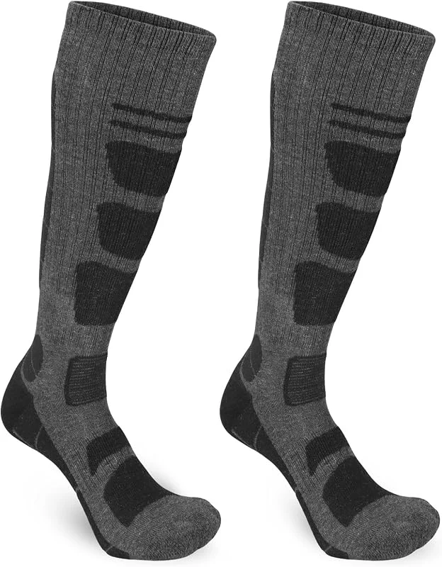 Chaussettes de ski thermiques en laine mérinos pour homme, chaussettes hautes pour la marche, la randonnée, le ski, par temps froid pour le snowboard, soutien de la voûte plantaire, chaussettes — Vetements ski