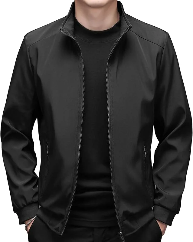 ZDJSWJ Veste légère en coton pour homme Veste de combat à col montant de travail décontracté Manteau cargo militaire entièrement zippé — Vetements ski