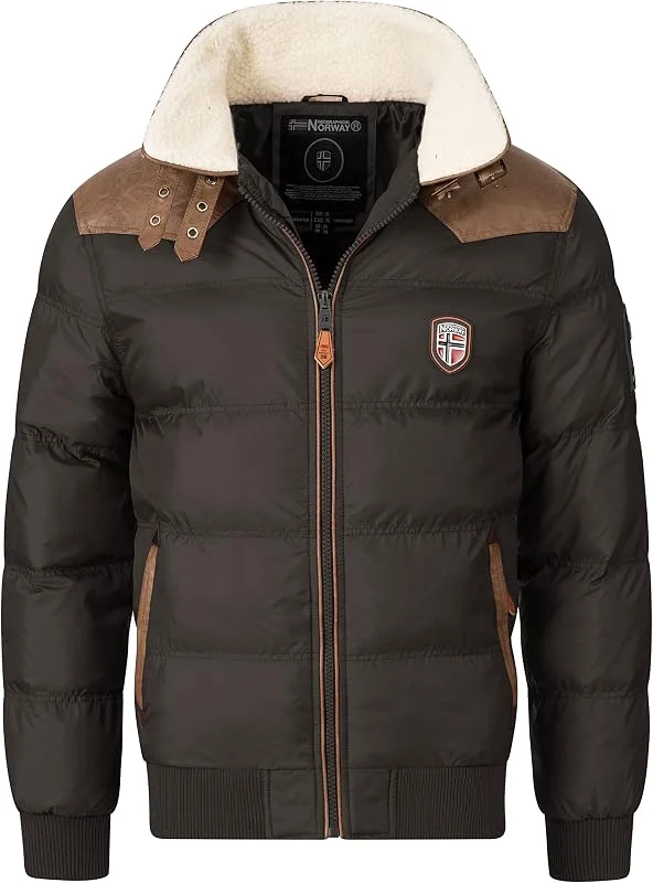 Geographical Norway Veste matelassée d'hiver pour homme - Anorak chaud doublé - Veste de ski et de snowboard pour l'hiver, automne en pack avec bonnet UD, 3XL — Vetements ski