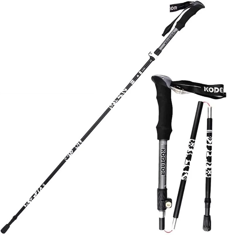 Bâtons De Randonnée Paquet De 2 avec Alliage D'aluminium 7075 Pliant Rétractable Ultra-léger en 5 Sections, Verrouillage Rapide en Une Seconde pour La Randonnée, Le Camping — Equipement ski