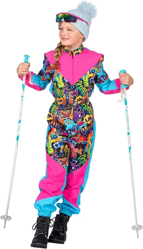WILBERS & WILBERS 3491 - Costume de ski rétro pour enfants avec impression des années 80, combinaison de ski sportive, combinaison de neige — Vetements ski