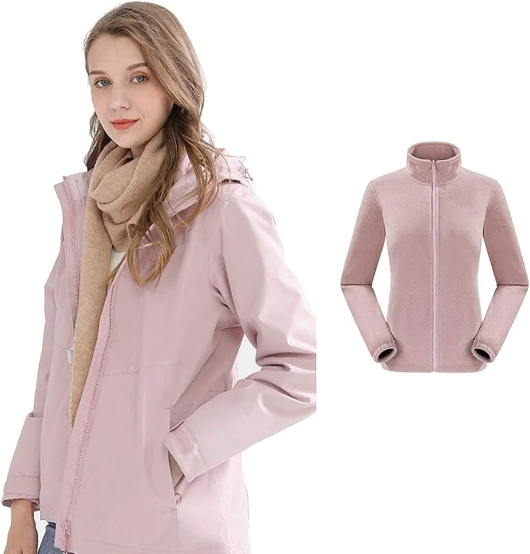MU Nouvelles Manteaux D'Hiver Pour Femmes 3-En-1 Veste de Ski de Neige À L'Eau Résistant À L'Eau En Molleton Hiver Veste Chaud Veste Parka Manteau Vêtements Pour Snowboarding, Light Pink, Xxl — Vetements ski