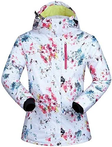 MU Veste de ski imperméable femmes VESTE ski imperméable colorée Veste de surf des neiges d'hiver Bordée de montagne Veste de pluie d'hiver, blanc, Moyen — Vetements ski