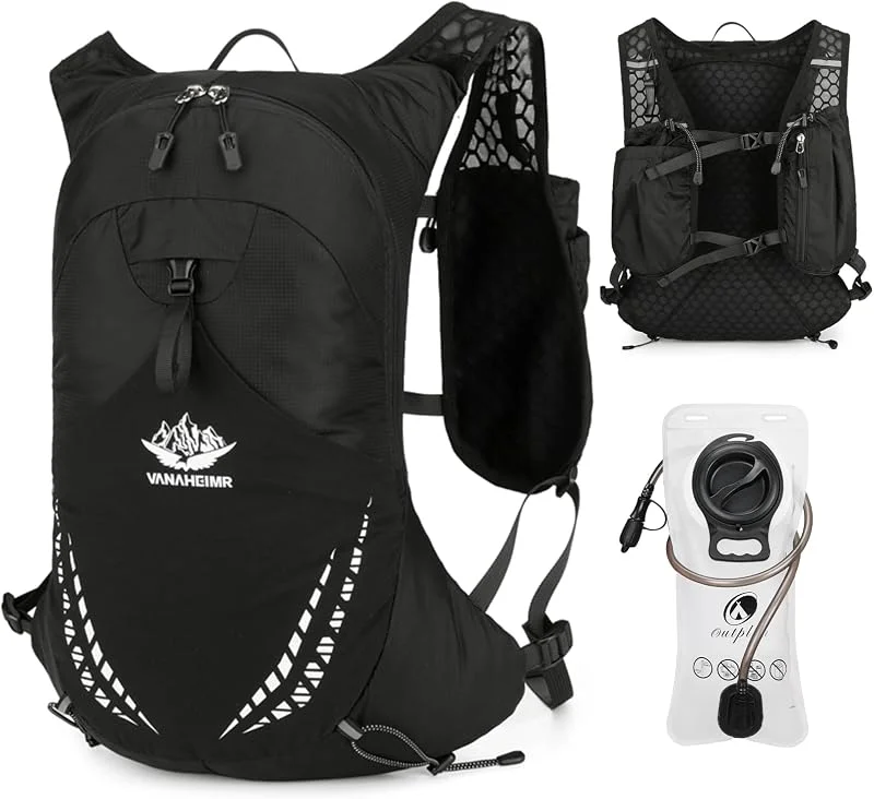 Mini sac à dos de randonnée pour homme et femme avec poche à eau de 2 L, sac d'hydratation ultraléger avec sangle de poitrine, grand gilet de course à pied, sac à dos à eau pour cyclisme, ski — Equipement ski