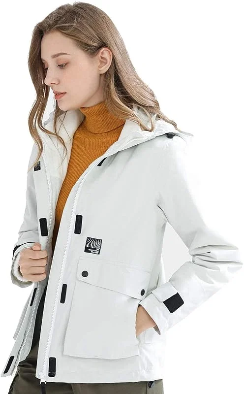 MU Veste de Ski Imperméable Pour Femmes 3-En-1 Windbreaker Hiver Chaud Portatif Antistatique Manteau Confortable Vêtement Intérieur Vêtements Pour La Pluie Neige de Randonnée En Plein Air, White, S — Vetements ski