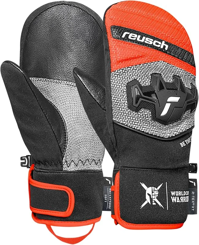 Reusch Worldcup Warrior R-TEX XT Junior Mitaines de Course Chaudes pour Enfants et Adolescents Imperméables, Coupe-Vent et Respirantes, avec Protection de la Cheville, Rembourrage des Doigts et Paume — Vetements ski