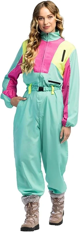 Boland Combinaison de ski rétro, lumière noire, années 80, costume femme, vêtements de ski et de fête — Vetements ski